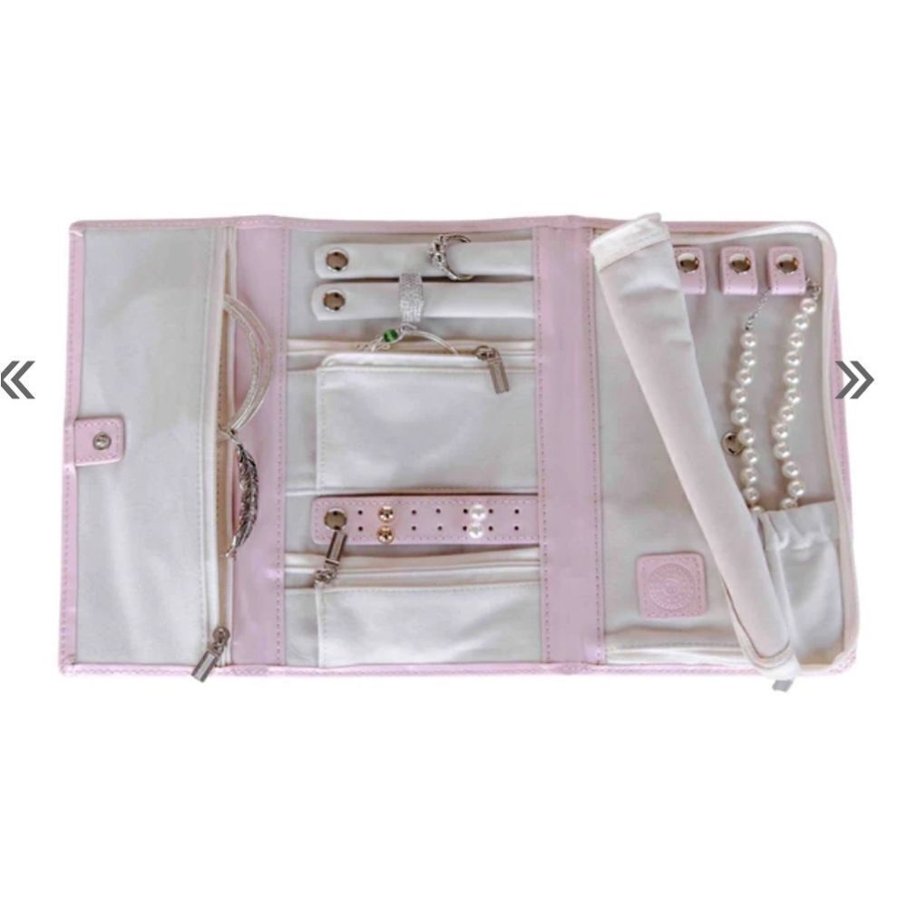 CASE ELEGANCE PINK VEGAN LEATHER TRAVEL JEWELRY CASE